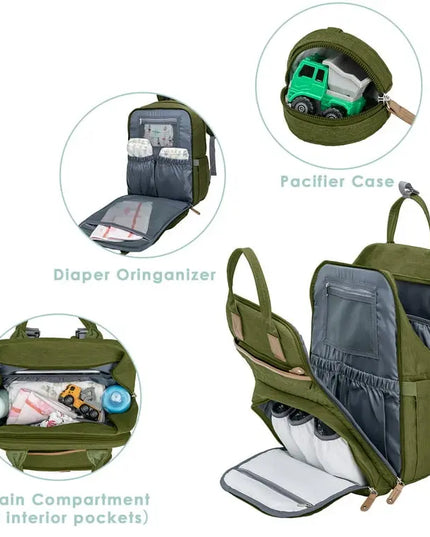 Kabaqoo Waterproof Diaper Bag Backpack – Changing Pad & 19 Pockets