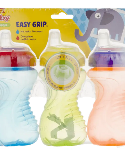 Nuby No-Spill Easy Grip Soft-Spout Sippy Cup – 10 oz, 3‑Pack