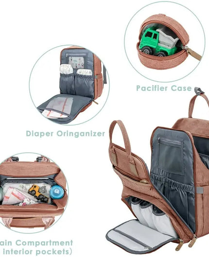 Kabaqoo Waterproof Diaper Bag Backpack – Changing Pad & 19 Pockets