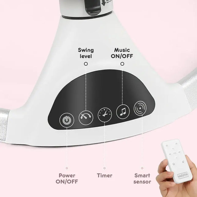 HARPPA™ Electric Baby Swing – 5 Speeds, Remote Control, Bluetooth Music + Mosquito Net | Nursery Essential