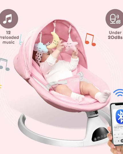 HARPPA™ Electric Baby Swing – 5 Speeds, Remote Control, Bluetooth Music + Mosquito Net | Nursery Essential