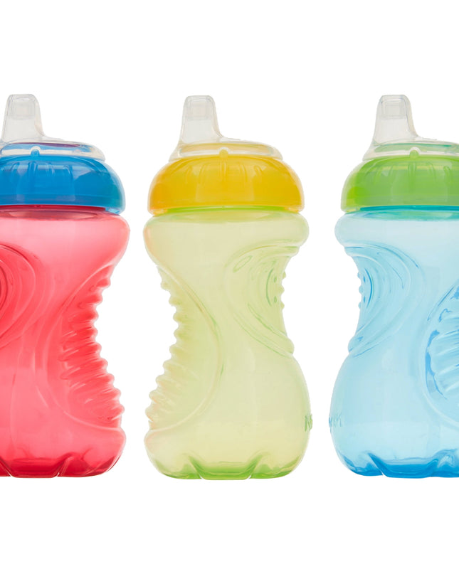 Nuby No-Spill Easy Grip Soft-Spout Sippy Cup – 10 oz, 3‑Pack