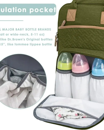 Kabaqoo Waterproof Diaper Bag Backpack – Changing Pad & 19 Pockets