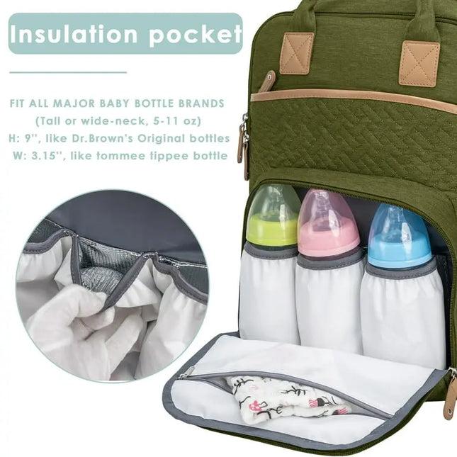 Kabaqoo Waterproof Diaper Bag Backpack – Changing Pad & 19 Pockets