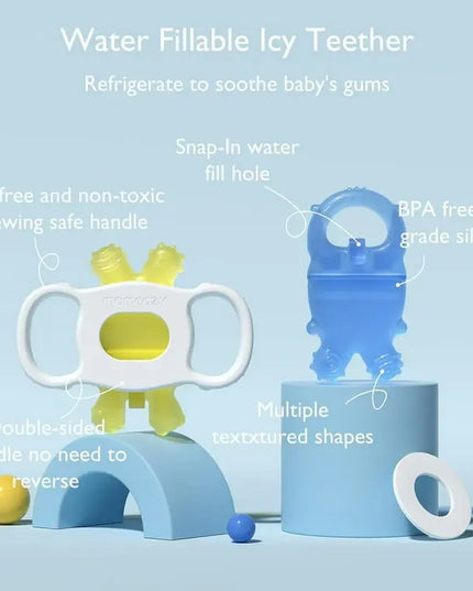 Momcozy™ Baby Teether Toys Chill Teether 2‑Pack | Washable Silicone & BPA‑Free