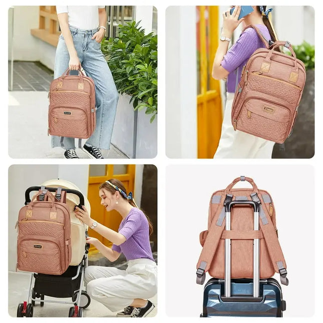 Kabaqoo Waterproof Diaper Bag Backpack – Changing Pad & 19 Pockets