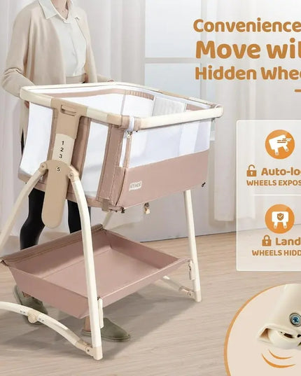 JOYMOR™ 5‑in‑1 Bedside Bassinet & Changing Table | Height Adjustable