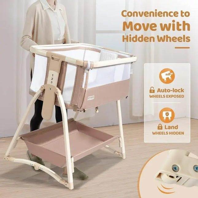 JOYMOR™ 5‑in‑1 Bedside Bassinet & Changing Table | Height Adjustable