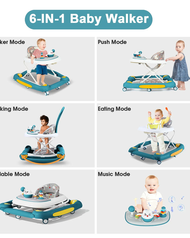 6‑in‑1 Foldable Baby Walker with Musical Activity Station