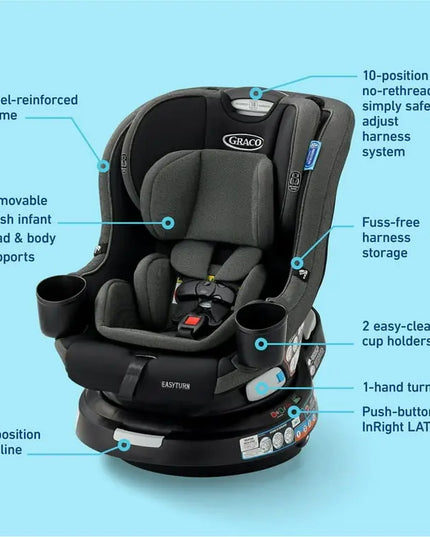 Graco EasyTurn™ 360 2-in-1 Rotating Convertible Car Seat | Rear & Forward-Facing, 4–65 lb