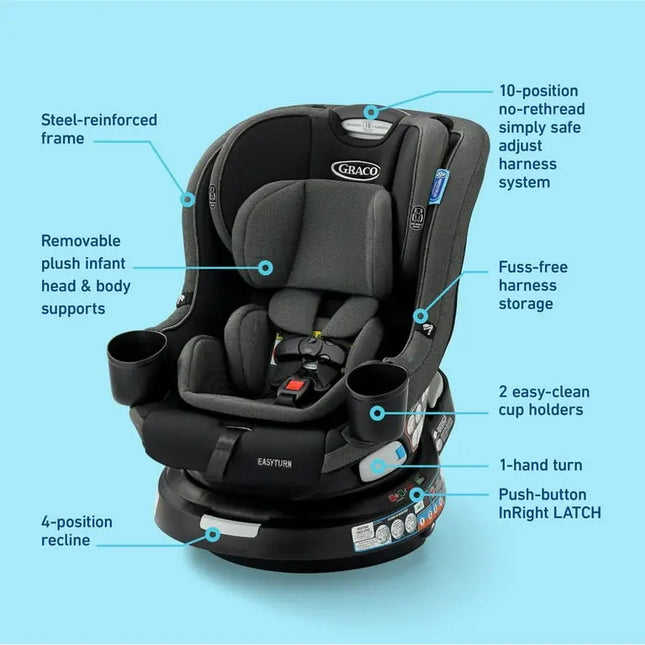 Graco EasyTurn™ 360 2-in-1 Rotating Convertible Car Seat | Rear & Forward-Facing, 4–65 lb