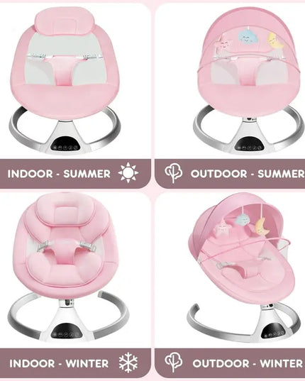 HARPPA™ Electric Baby Swing – 5 Speeds, Remote Control, Bluetooth Music + Mosquito Net | Nursery Essential