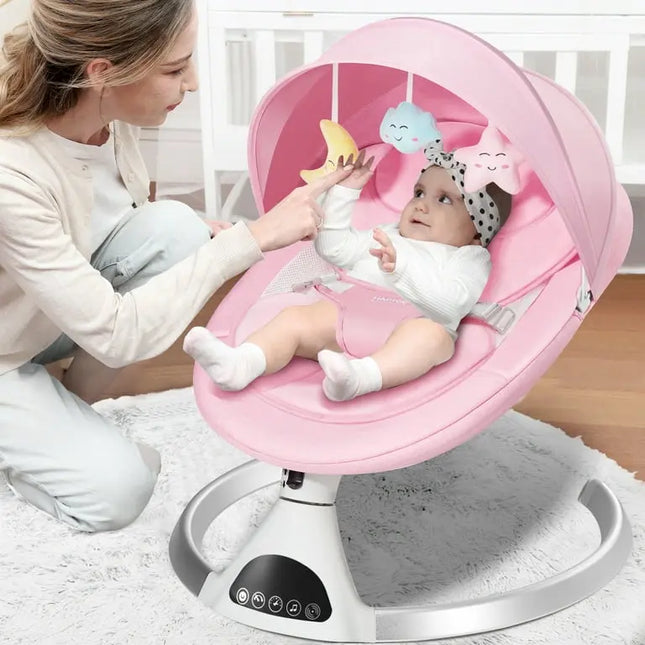 HARPPA™ Electric Baby Swing – 5 Speeds, Remote Control, Bluetooth Music + Mosquito Net | Nursery Essential