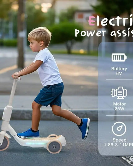 Thunderbolt 2-in-1 Kids Electric Scooter with LED Lights & Spray Tail