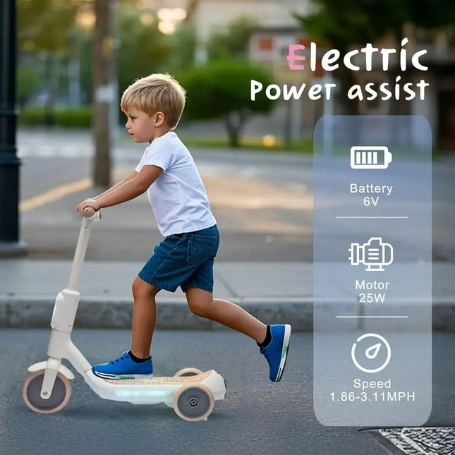 Thunderbolt 2-in-1 Kids Electric Scooter with LED Lights & Spray Tail