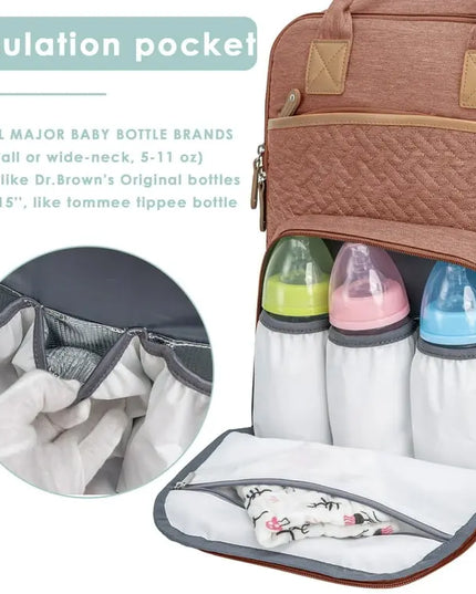 Kabaqoo Waterproof Diaper Bag Backpack – Changing Pad & 19 Pockets