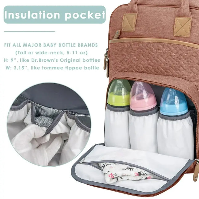 Kabaqoo Waterproof Diaper Bag Backpack – Changing Pad & 19 Pockets