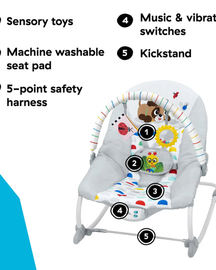 Baby Einstein Dean’S Discovery Spot Musical Infant to Toddler Rocker, Ages 0 Months+