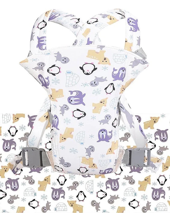 Baby carrier with animal pattern on a white background