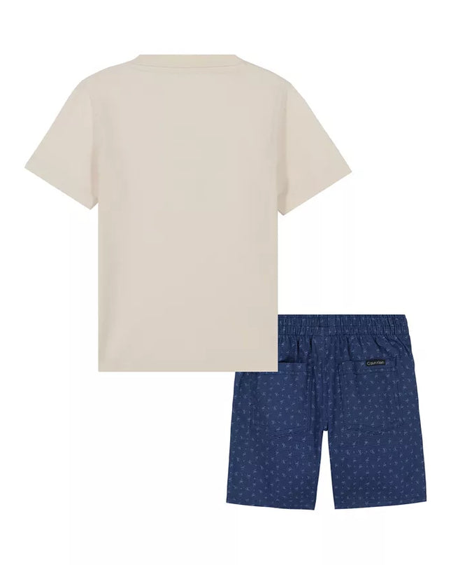 Calvin Klein Toddler Boys Logo Tee & Printed Twill Shorts Set