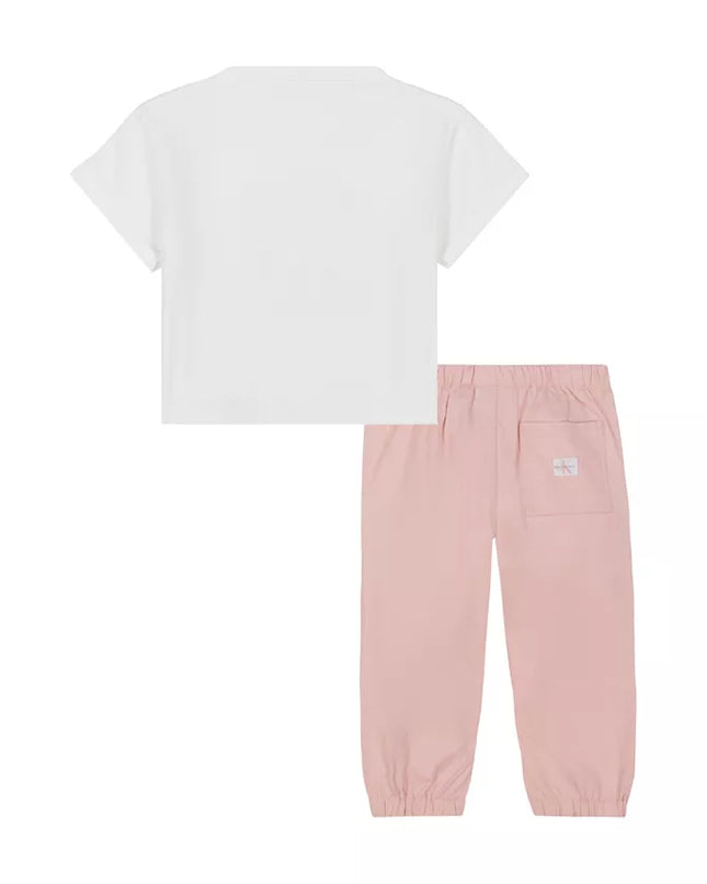 Calvin Klein Toddler/Little Girls Logo Boxy T‑Shirt & Baggy Pants Set