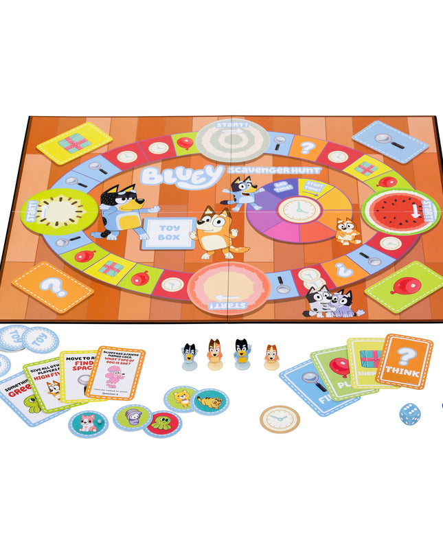 Children's board game with colorful components on a white background