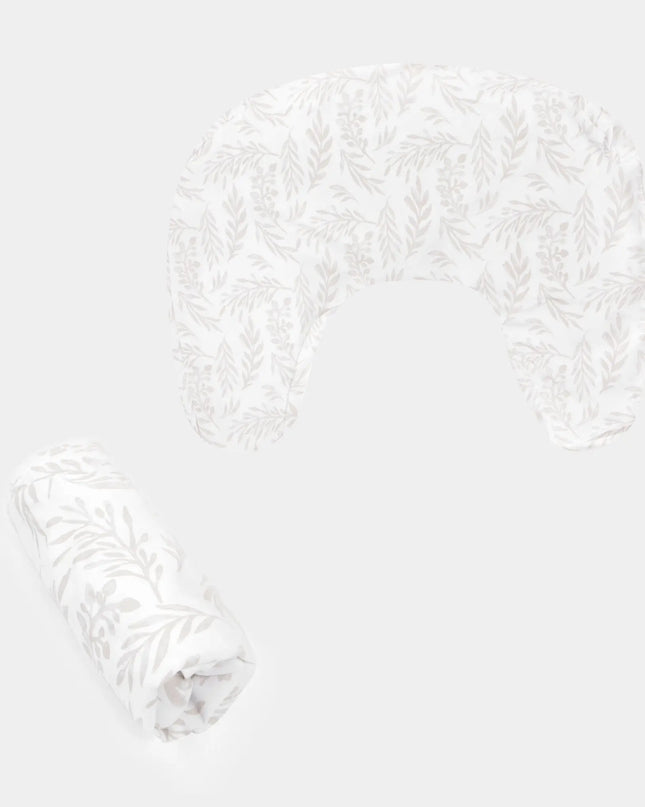White floral patterned fabric on a white background