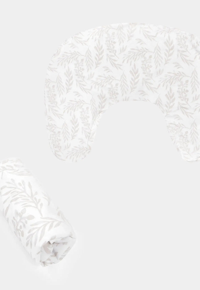 White floral patterned fabric on a white background