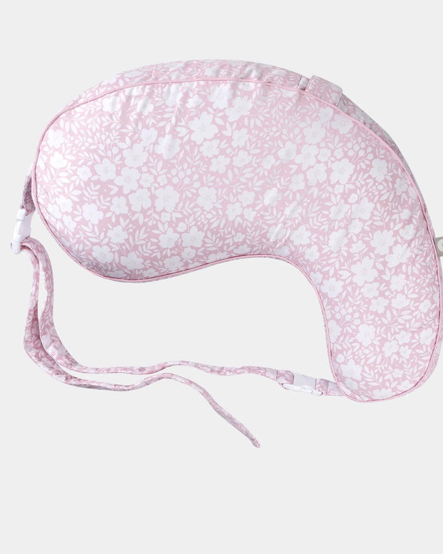 Pink floral eye mask on a light gray background