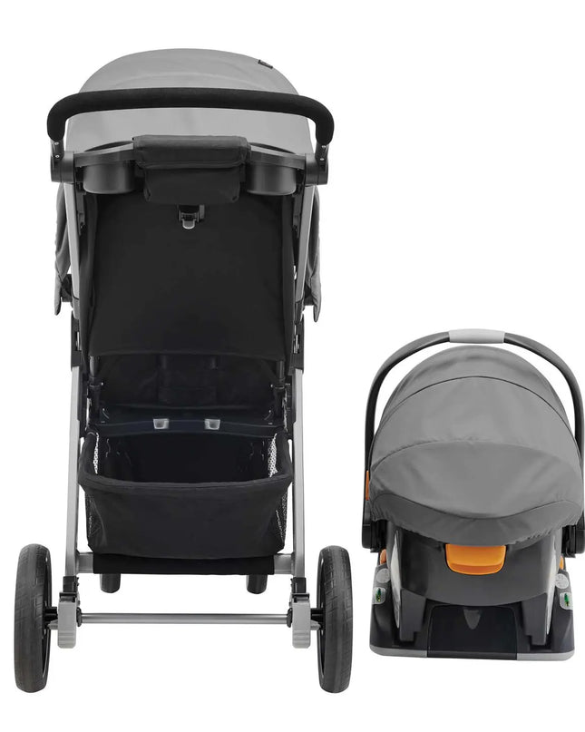 Stroller and car seat combo on a white background
