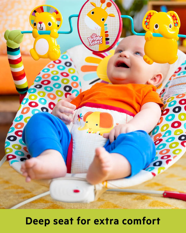 Bright Starts Playful Pinwheels Portable Baby Bouncer with Vibrating Infant Seat for Ages 0-6 Months (Unisex)