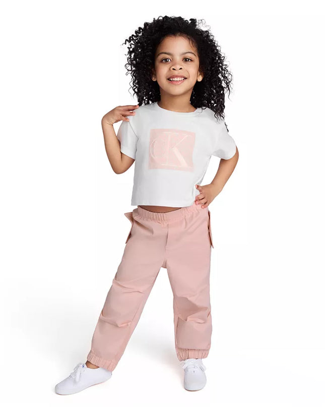 Calvin Klein Toddler/Little Girls Logo Boxy T‑Shirt & Baggy Pants Set
