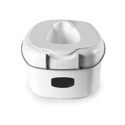 White citrus juicer with black button on a white background