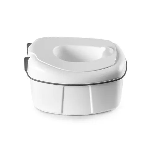 White plastic container with a lid on a white background