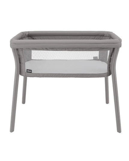 Gray baby crib on a white background