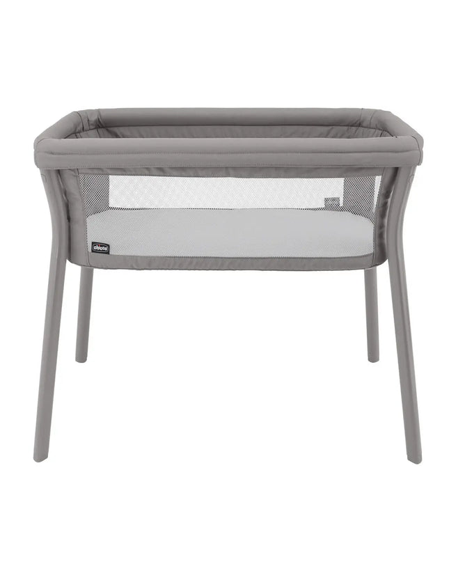 Gray baby crib on a white background