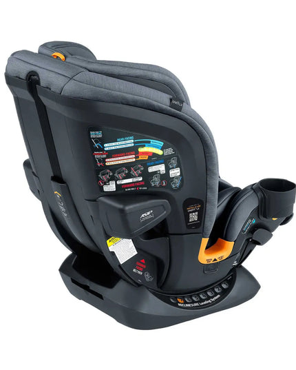 Gray car seat with digital display on a white background
