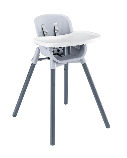 Gray and white high chair on a white background
