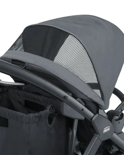 Gray stroller canopy on a white background