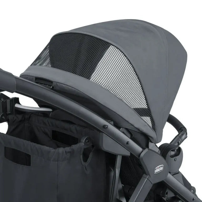Gray stroller canopy on a white background