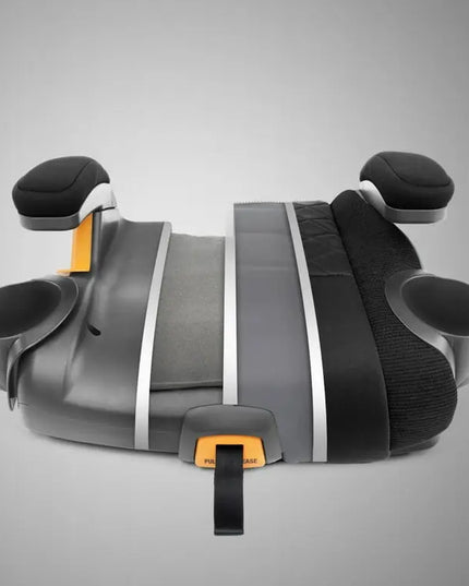 Child car seat with straps on a gray background