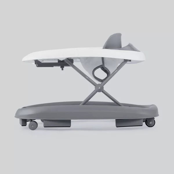 Gray and white adjustable bath seat on a light gray background
