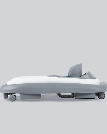 Gray and white robot on a light gray background