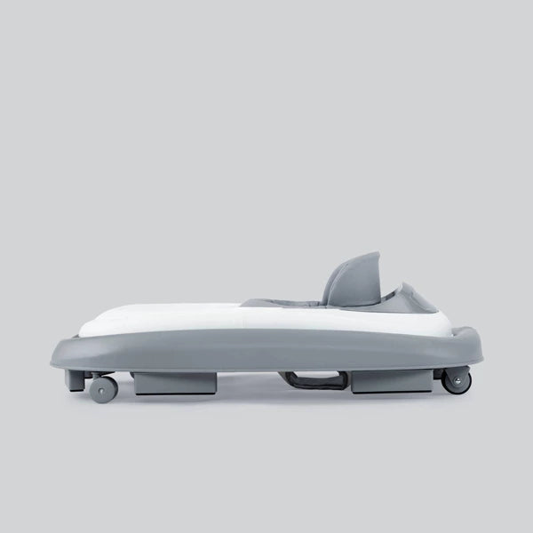 Gray and white robot on a light gray background