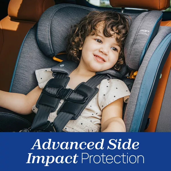 Child in a car seat with advanced side impact protection feature