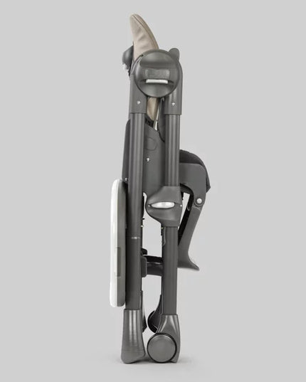 Gray baby high chair on a light gray background