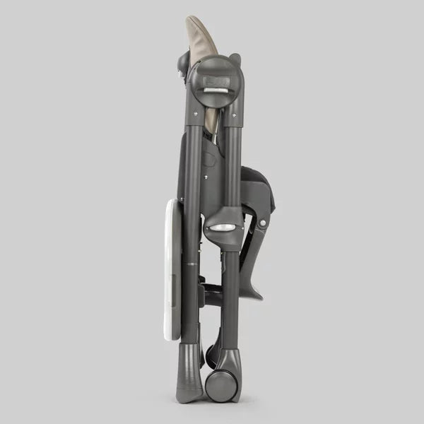 Gray baby high chair on a light gray background