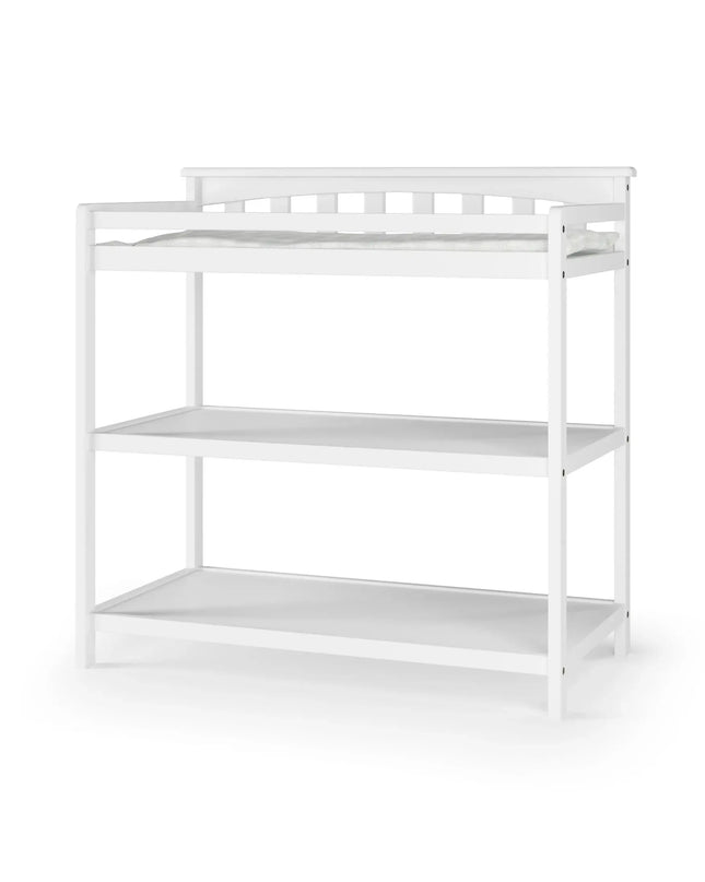 White three-tiered shelf on a white background