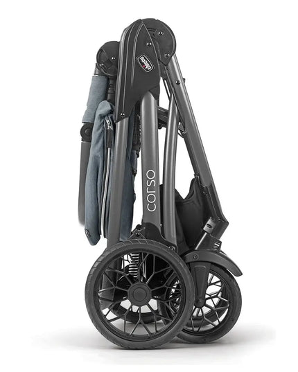 Foldable stroller with 'corso' branding on a white background
