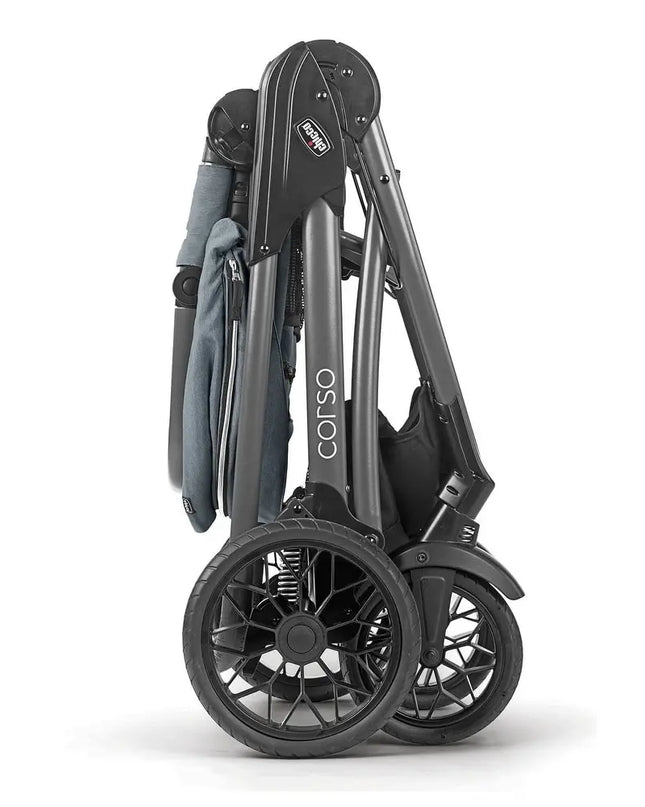 Foldable stroller with 'corso' branding on a white background